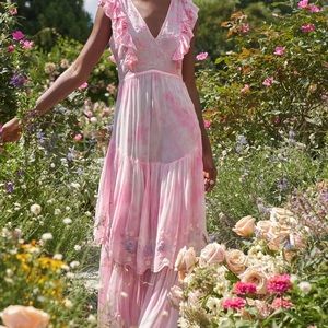 NWT Loveshackfancy Chantelle Misted Lily Maxi Dress